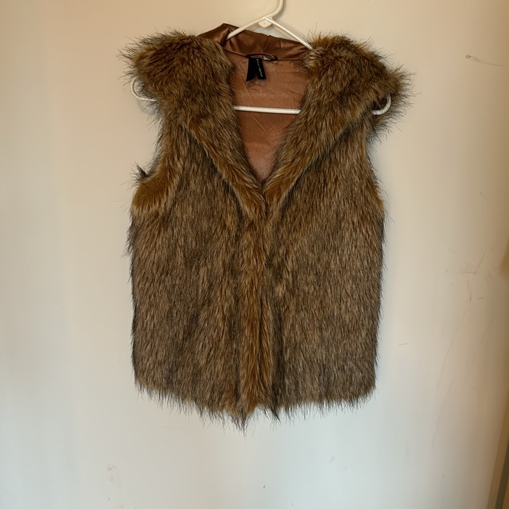 Willi Smith Faux Fur Hooded Vest size Small